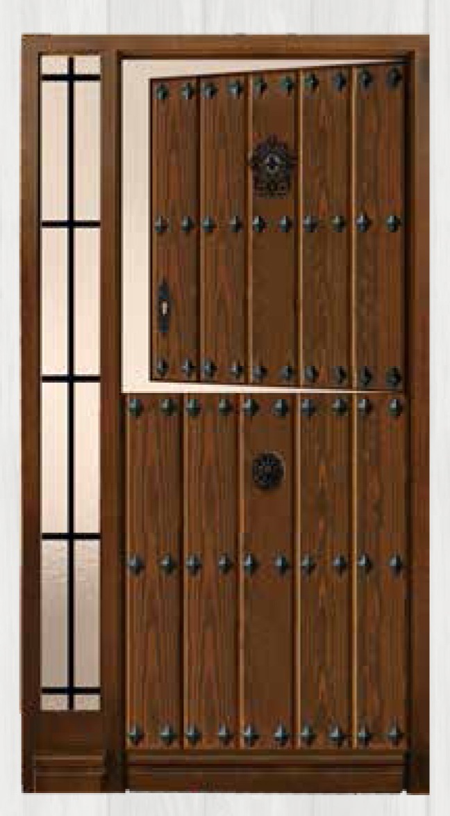 Puerta de entrada de madera maciza de pino