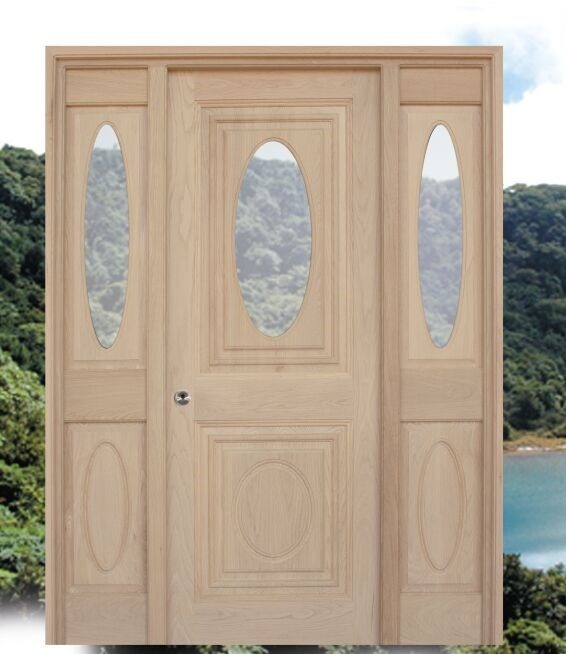 Puerta de entrada de madera maciza de iroko