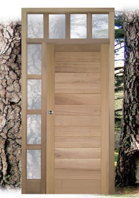 Puerta de entrada de madera maciza de iroko