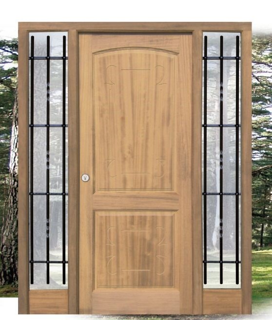 Puerta de entrada de madera maciza de iroko