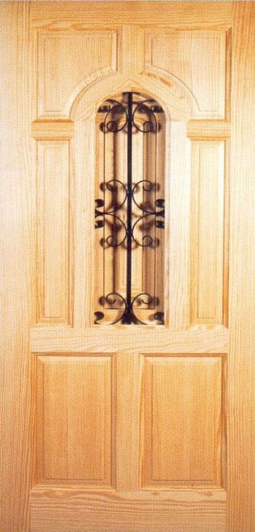 Puerta de entrada de madera maciza de pino tea